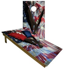 AMERICAN FLAG Custom Cornhole Boards BEANBAG TOSS GAME w Bags USA Patriotic