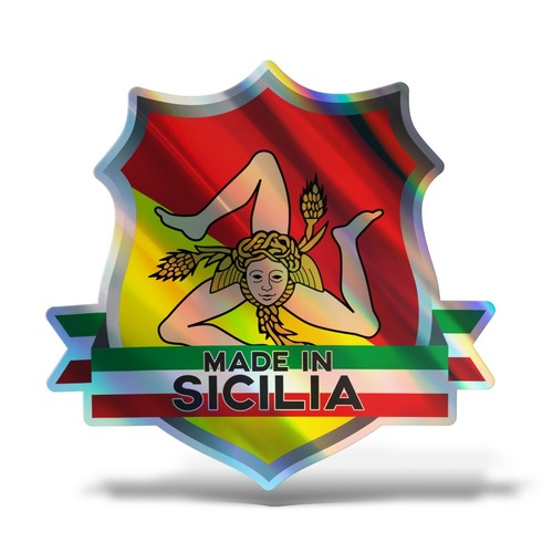 Sticker SICILIA Adesivo Parete Souvenir Decal Murale Bandiera Stemma Flag - Imagen 10 de 13