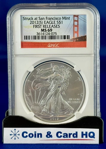 2012 S Silver Eagle NGC MS69 FIRST RELEASE -  GOLDEN GATE LABEL - NO RESERVE!