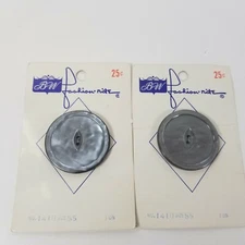 Vintage BW Fashion-Nite Two Hole Flat Button New Old Stock Eye Cut Gray