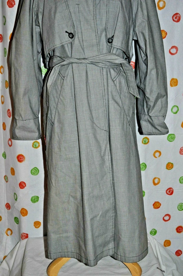 J GALLERY HOUNDSTOOTH  Women`s 9/10 PET. SEXY belted TRENCH ALL WEATHER COAT - Image 3 of 4
