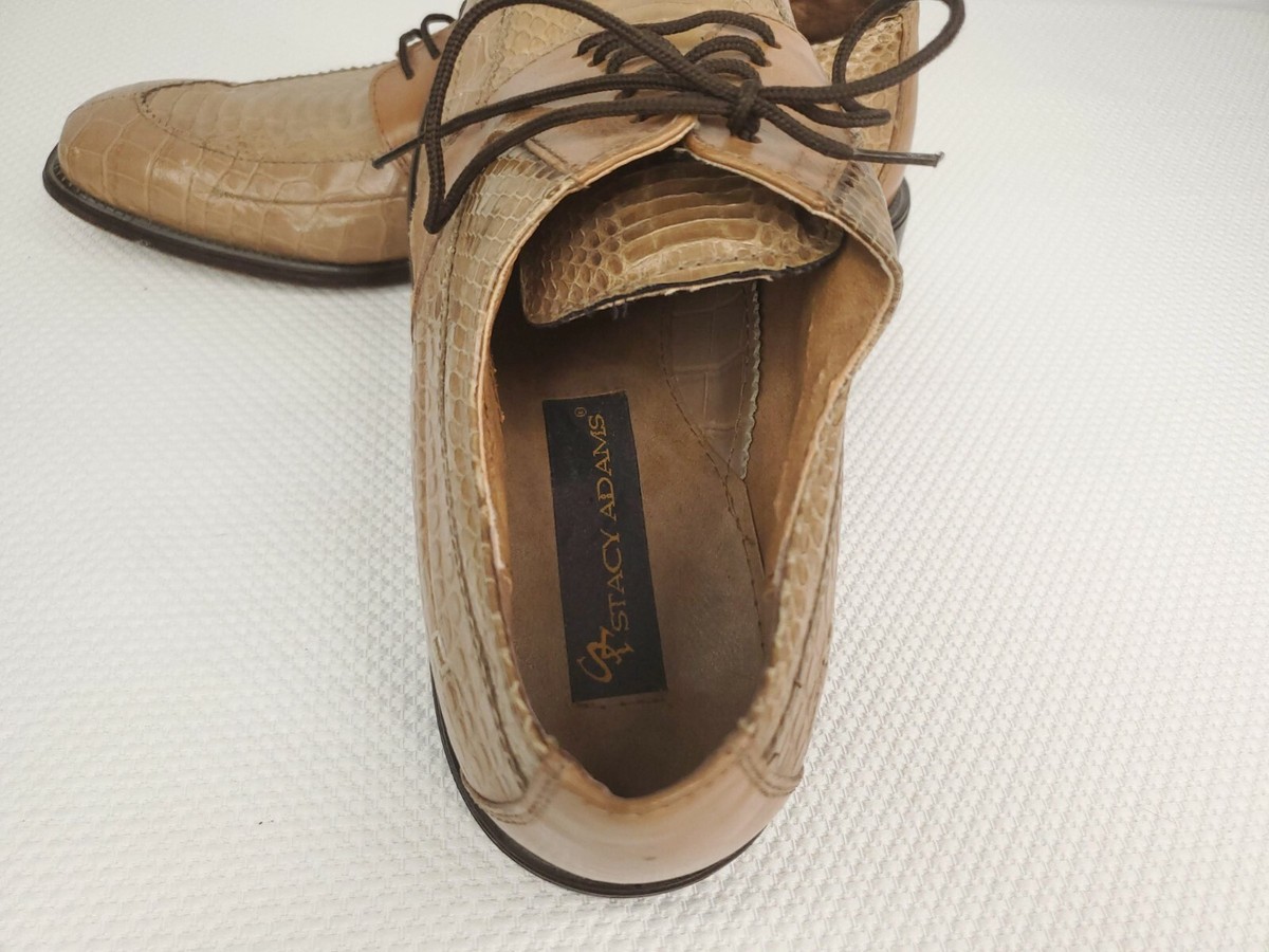 Vintage Stacy Adams Genuine Snakeskin Lace Up Men\'s Shoes Tan Size 9 Oxfords Stacy Adams Genuine Snakeskin Monk Strap | Mercari main image 4