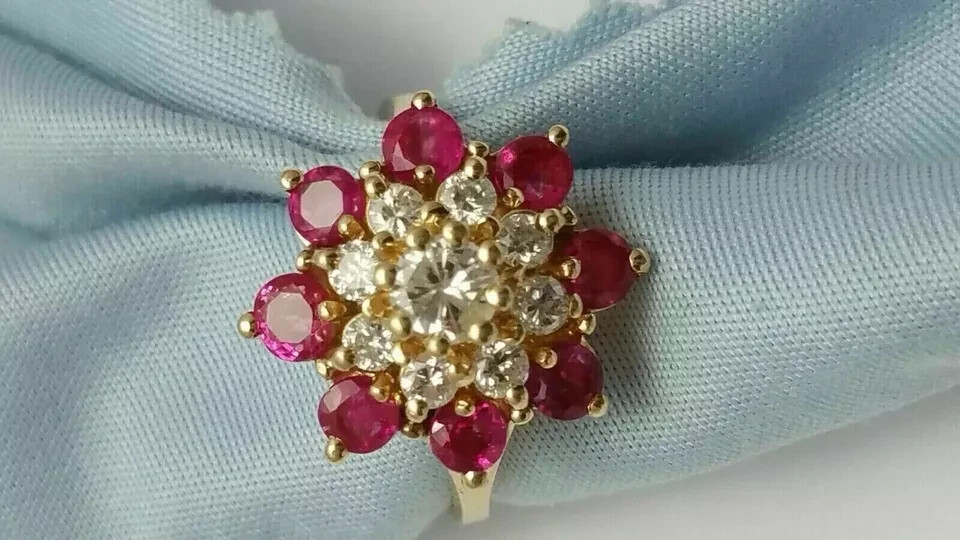 2Ct Round Cut Lab-Created Ruby Cluster Engagement… - image 4