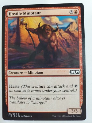 MTG Magic The Gathering Card Hostile MinotaurCreature Minotaur Red 2019
