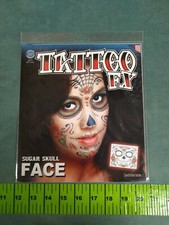Sugar Skull Day of the Dead Face Temporary Tattoo Tinsley FX Makeup Costume