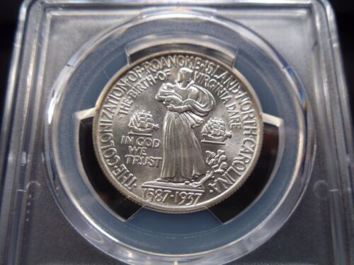 1937 MS66 Roanoke Silver Commemorative PCGS Certified Gem - White/Light Gold - Picture 7 of 8