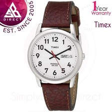 Timex T20041 Herren Lederarmband Analog Armbanduhr │ Weiß Dial │ Wr 30 M, │ 35mm