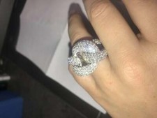 Fantastic Knot Design With 925 Real Silver  5.46CT Clear Shiny CZ Fashion Ring