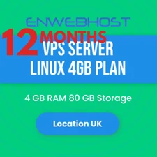 VPS Server Linux 4GB RAM 80 GB Storage Location UK - 12 Months