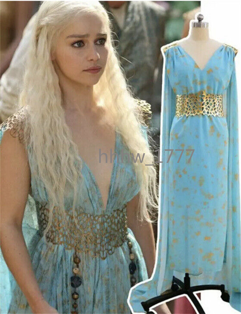 daenerys targaryen light blue dress Women's Game of Thrones Daenerys Targaryen Costume