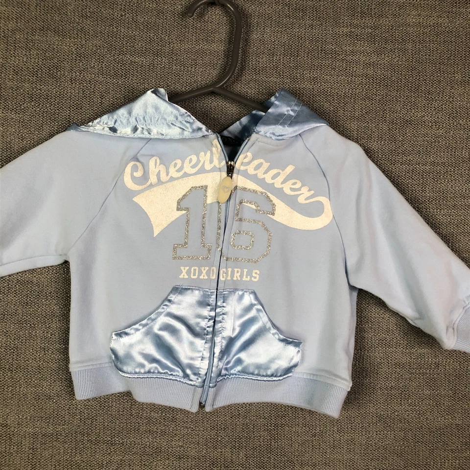 XOXO Chaqueta Bebé Niñas 12M Meses Azul Cremallera Completa Con Capucha Animadoras Informal Foto 4 de 4