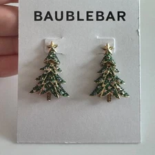BaubleBar Pine-ing For You Earrings Christmas Tree – Holiday Enamel Jewelry
