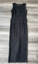 Scott McClintock Black Beaded Dress 8 Petite Sleeveless MOB Wedding Long