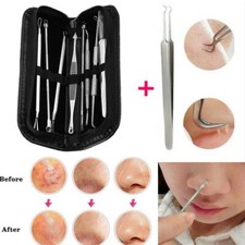 Acne Needle Blackhead Remover Pimple Blemish Comedone Extractor Tweezer 9Pc Tool