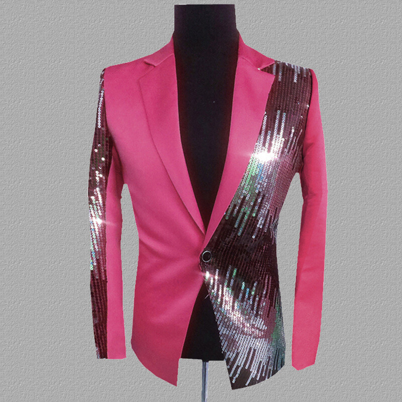 Mens Blazer Pink Sequin Tuxedo Jacket Pink Sequin Mens Suit Slim