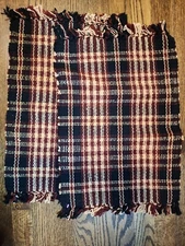 Set of 2 Woven Placemats Wine/rust? Tan Black Lodge Primative Decor