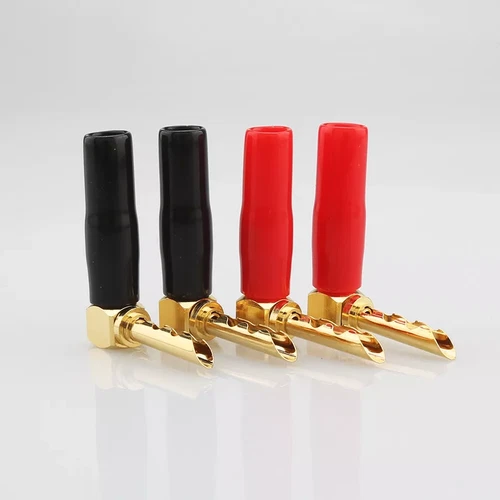 8pcs High-end Gold Plated 90 Degree Banana plug Screw Lock Connector Audio Wire - Picture 1 of 7