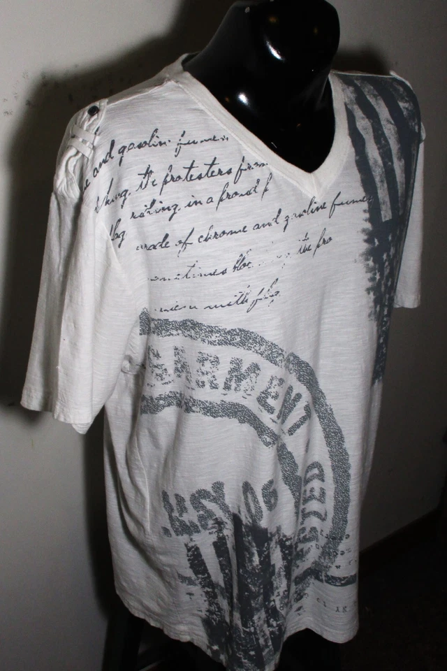 3 X бумаги джинсовой ткани и ткани белый короткий рукав v-образным вырезом футболка мужской размер 3 X - Изображение 3 из 4