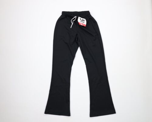 NOS Vtg 90s Streetwear Womens Small Blank Flared Wide Leg Sweatpants Black USA