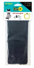 Wrap It 420-48B Self-Gripping Cable Ties - Black - 20 Pack Adjustable Durable