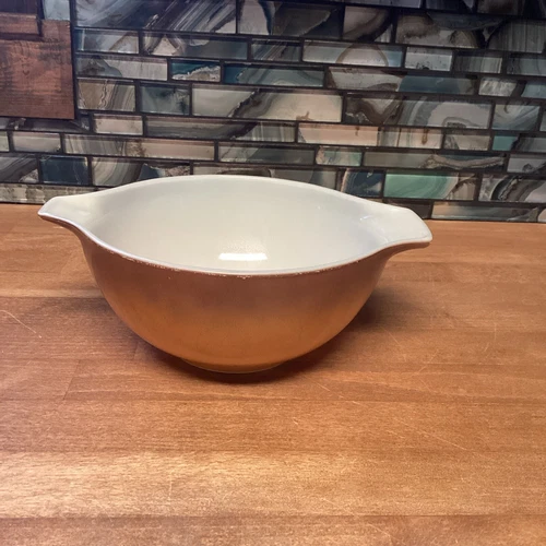 Pyrex #442 Old Orchard Brown Cinderella Mixing Bowl 1-1/2 QT. Vintage Milk Glass