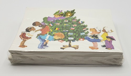 25 Vtg. NOP Christmas Cards Christmas Tree With Around The World Flags And Kids - Picture 5 of 6