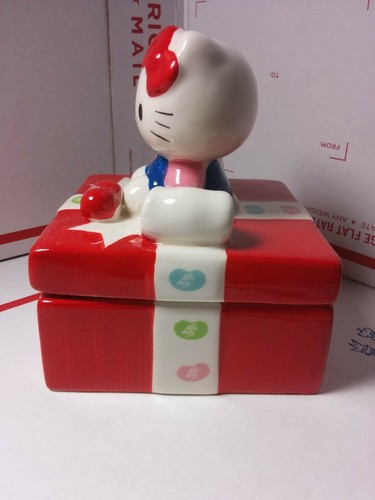 Sanrio HELLO KITTY LIDDED CERAMIC CANDY DISH Jelly Belly Limited Edition w/ BOX - Picture 5 of 12