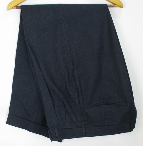 40 R (41) Hart Schaffner Marx Vtg Solid Navy Blue Wool Mens 3 Btn 2 Pc Suit Mint - Picture 10 of 10