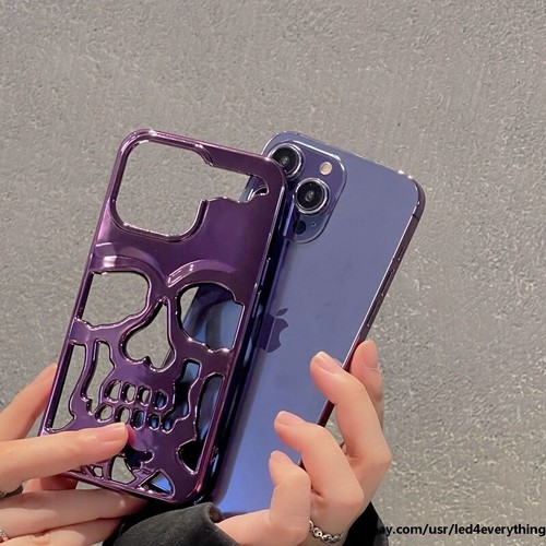 iPhone 16 Pro Max 15 14 13 12 11 Halloween Electroplated Skull Hollow Out Case - Picture 11 of 28