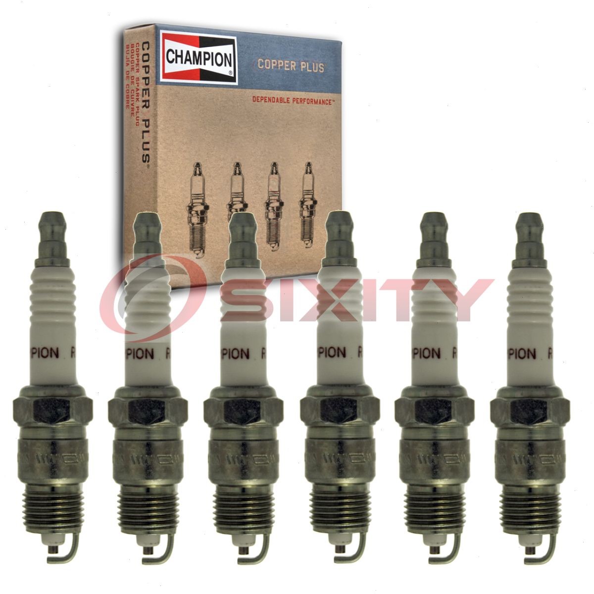 6 pc Champion Copper Plus Spark Plugs for 1982-1986 Buick Century 2.8L V6 tv