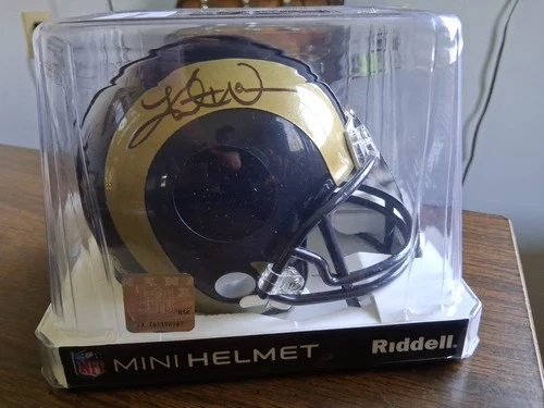 KURT WARNER Signed Mini Helmet SPEED BLUE BECKETT BAS COA St. Louis Rams