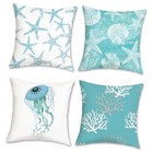  Turquoise Coastal Pillow Covers 18x18 18" x 18" (Pack of 4) Coastal Animals