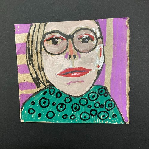 Portrait Painting Woman Bezzie Friend Pal Painterly Naive Outsider Art Miz Katie