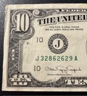 Ten Dollar Bill $10 1990 Older Note J32862629A Miscut Error sb2-26 — photo 2