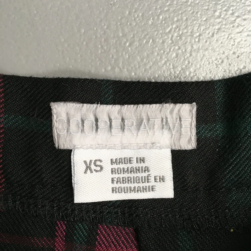 Saia Cooperativa Feminina Rosa Verde Xadrez Cintura Alta Plissada Flare Linha A XS - Imagem 3 de 4