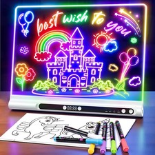 Rechargeable LED Drawing Board 9 Color Light Modes Timer Stand E18 White