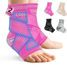 2 Pack Copper Ankle Brace for Men  Women - Adjustable Ankle Medium Purple