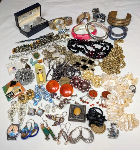 VTG Estate Jewelry Lot 1950s-2000 Mixed Silver Costume Marked Unmarked READ