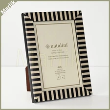 NATALINI Handmade ITALIAN Marquetry Picture Frame 4X6" ( 10x15 cm) BW Strips NEW