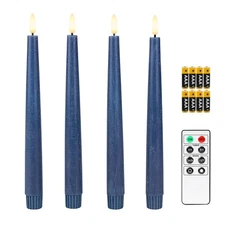 9.6" Flameless LED Taper Candles with Timer in Real Wax, Battery Operated Rus...