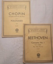 Lot of 2 Schirmer's Library of Music Classics Beethoven Chopin Sheet Music Piano