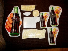 Cocoa Cola decals water slide Coke bottle script Red White vintage soda fountain