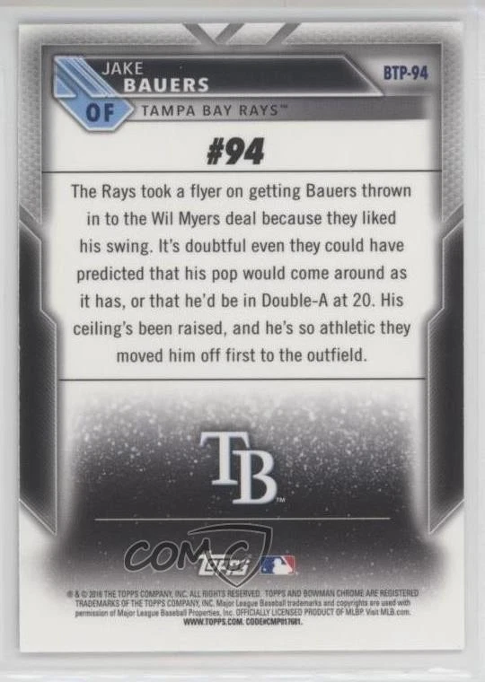 2016 Bowman Bowman Scouts' Top 100 Jake Bauers #BTP-94 - Image 2 of 2