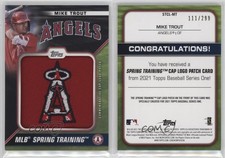 2021 Topps Spring Training Cap Logo Manufactured Black /299 Mike Trout Patch