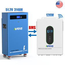 12KW 48V Solar Inverter 120V/240V WIFI 16KWh 51.2V 314Ah LiFePO4 Lithium Battery