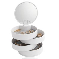 Schmuck Organizer SchmuckkäStchen 4 Ebenen Drehbar FüR Ringe, Ohrringe, Weiß