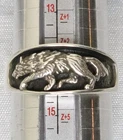925 Sterling Silver Navajo Ted Ott Wolf Ring Sz 14.25 Handmade Vintage Southwest