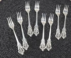 Wallace Grande Baroque Sterling Silver 8 Cocktail Seafood Forks