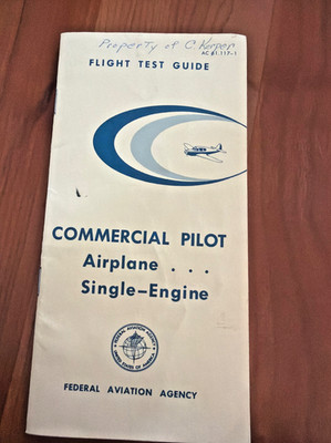 FREE SHIP Dec 1962 Commercial Pilot Airplane Single-Engine Flight Test Guide FAA