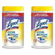 Lysol Dual Action Cleaning Wipes, Citrus Scent, Scrubbing  Soft, 75 Ct, 2 Pack